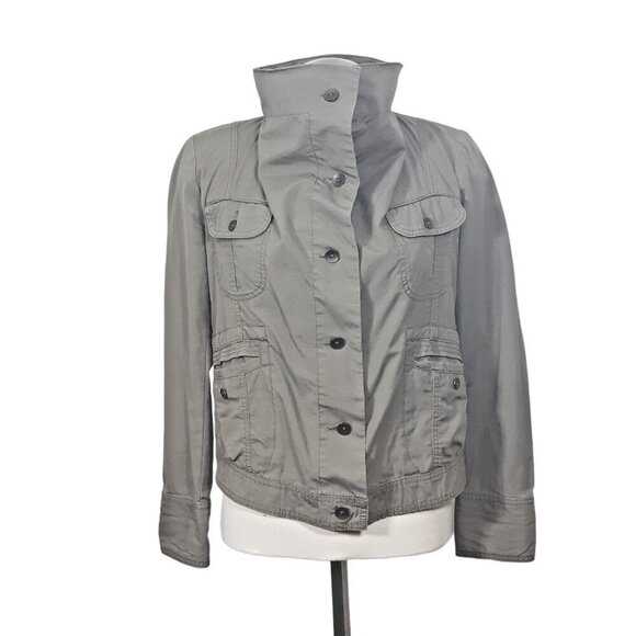 Eddie Bauer Ripstop Utility Jacket Womens S Olive Green Khaki Safari Outdoor - Picture 4 of 6